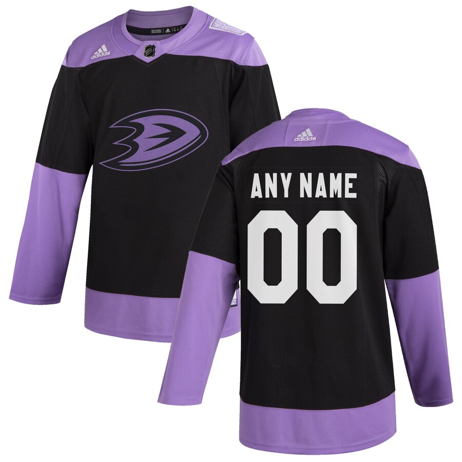 Men Anaheim Ducks adidas Black Hockey Fights Cancer Custom Practice NHL Jersey